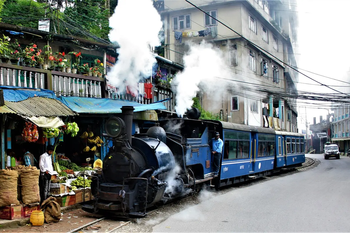 Darjeeling Himalayan Railway toy train in Darjeeling, West Bengal