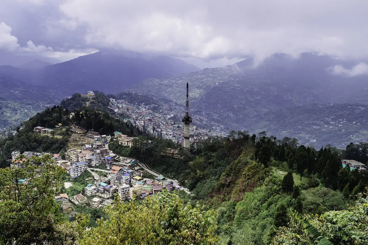 Bird's eye view of Gangtok from Ganesh Tok, Sikkim